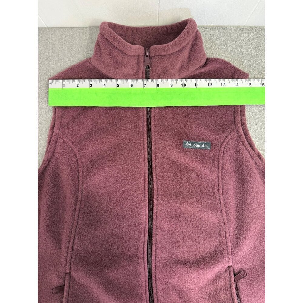 Columbia Womens Burgundy Fleece Vest  Large Full-Zip Athleisure Outdoors - Picture 6 of 9